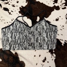 Koral Medium Printed Racerback Sports Bra Black White Made in USA