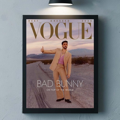 #ad Bad Bunny Graces The Cover Of Vogue Magazine Best Dressed 2025 Poster $58.99
