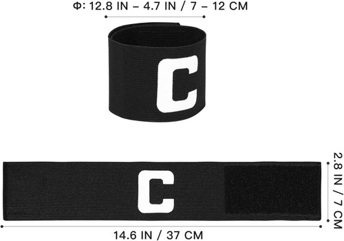 BESPORTBLE Soccer Captain Armband, Elastic C-Arm Band 1PCS, Black - 第 2/9 張圖片