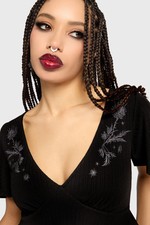 Killstar Thistina Embroidered Shirt Womens Go...