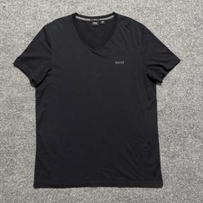 BOSS Hugo Boss Shirt Mens Medium Black V-Neck Logo Normcore Minimal Layering