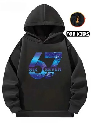 Hoodie Kapuzenpullover Six Seven Gr. 150-165 Schwarz 69 Galaxy Print Kinder Neu