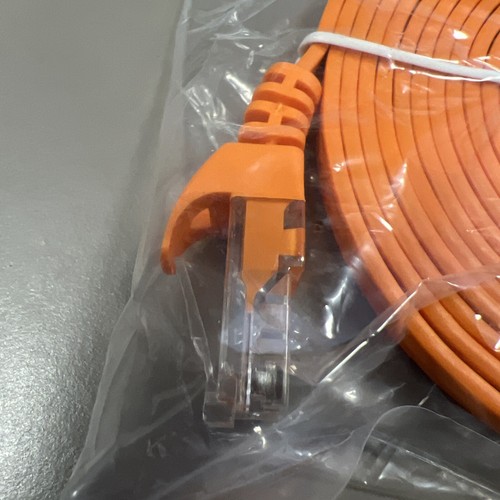 Pack Of 10 Orange 10FT CAT5 E Cat5e Slim Flat Ethernet Patch LAN RJ45 Cable Cord - Picture 4 of 5