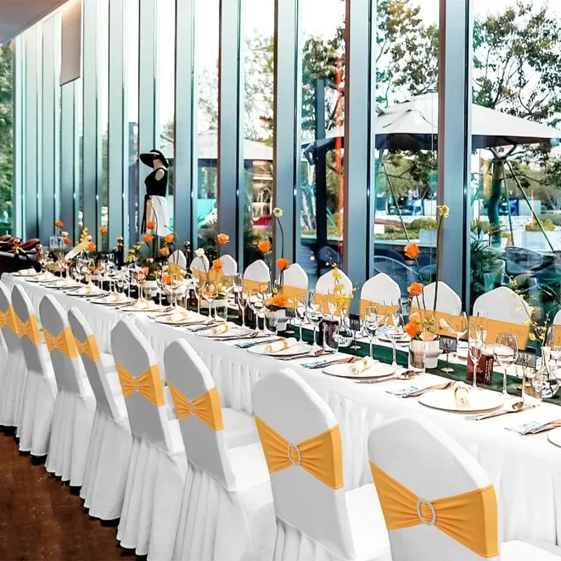 Party Stretch Chair Sashes Bands with Buckles Chair Sashes Bows Wedding Banquet - Image 3 of 4