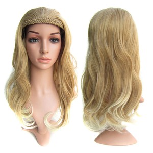 Details About 22 Women S Long Wavy Wig With Braided Headband Ombre Synthetic Cosplay Wigs