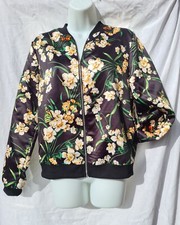 Izabel Size 10 Silky Black Floral Bomber Style Jacket, 2 Side Pockets