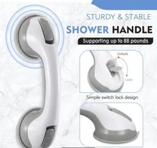 📫One Grip Tub Shower Bar  Bath Safety Handle Suction Cup Hand Grab. Lot#119