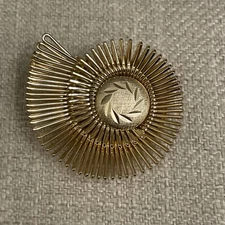 Vintage Scarf Clip West German Gold Tone Scarf Clip Spiral Design Etched Center