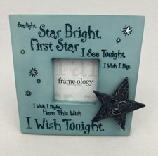 Frame-Ology Baby Nursery Picture Frame 3  x3  Star Light Star Bright Ceramic Blue