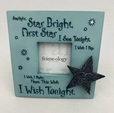 Frame-Ology Baby Nursery Picture Frame 3”x3” Star Light Star Bright Ceramic Blue