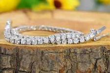 9Ct Round Cut Lab Created Diamond Womens Tennis Bracelet 14k White Gold Finish