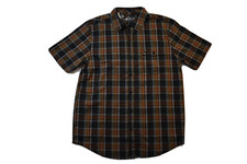 Omit Mens Spark Woven Dark Brown Button-Up Shirt New L
