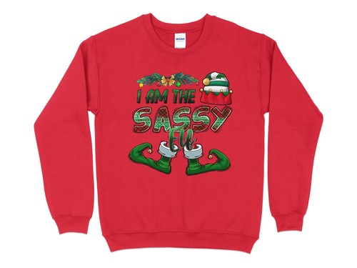 I Am The Sassy Elf, The Sassy Elf, Funny Christmas Sweatshirt, Ugly Christmas Sw - Picture 7 of 19