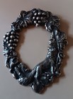 Vintage Repousse Fox In The Grapevine 3in.X 2in.Silvertone Brooch