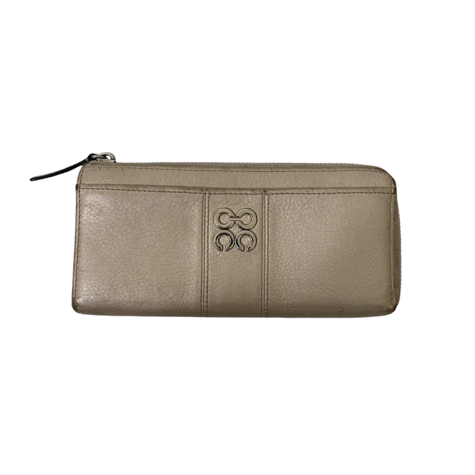 Coach Julia Champagne Pebbled Leather Wallet in Beige  