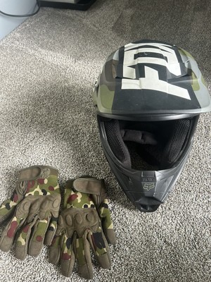 army green dirt bike helmet White, & Black Motorcycle FMVSS 218 Standards Off Road Youth Helmet (Army/Green)