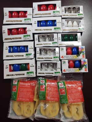 C9 and C7 replacement Christmas Bulbs and Roof Shingle Tabs for hanging