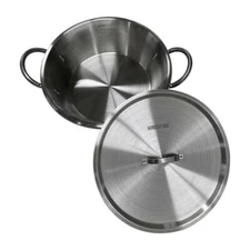 Cazo with Lid para Carnitas 16" x 5" Stainless Steel Wok comal Fry Mexican Style
