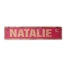 NATALIE Vintage Street Sign Childrens Name Room Metal Sign