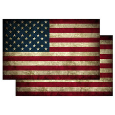 2x Aged Rustic United States American US Flag Grunge Stickers 5x3 Inch Decal