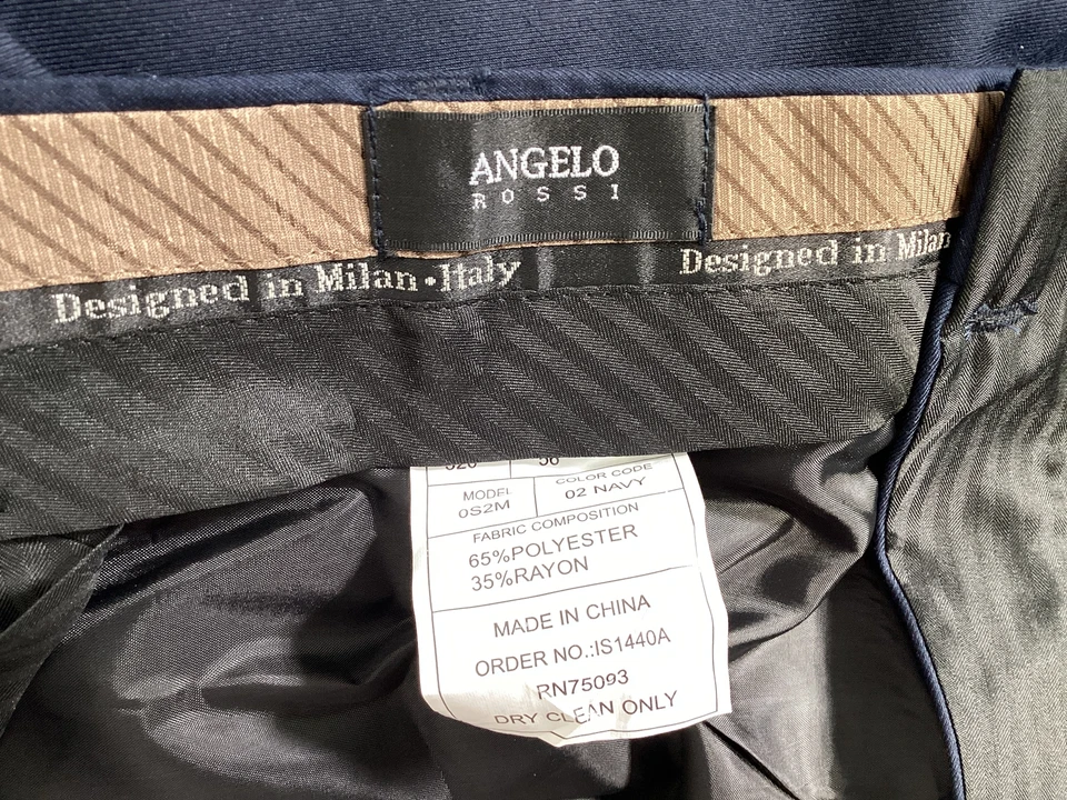 Pantalones de vestir para hombre Angelo Rossi azul marino talla 56W NUEVO Foto 3 de 4