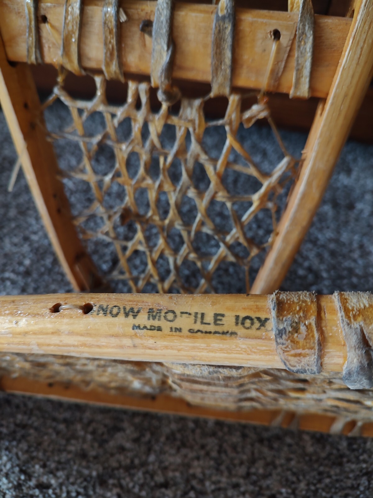 Vintage Cabela's Wooden SNOWSHOES Snow Shoes rawhide 10" x 36" antique cabin ski eBay