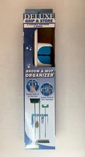 Evri Deluxe Grip & Store Broom and Mop Organizer Hanger Storage Declutter Garage