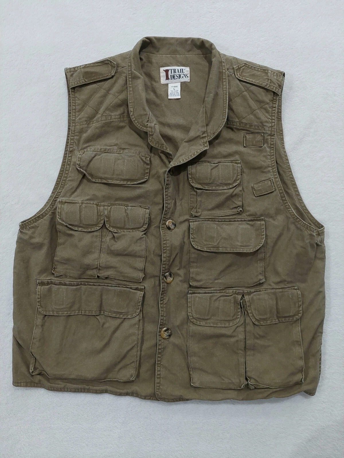 TRAIL DESIGNS Mens Utility Vest Size Large Photographer Fishing Hiking Hunting