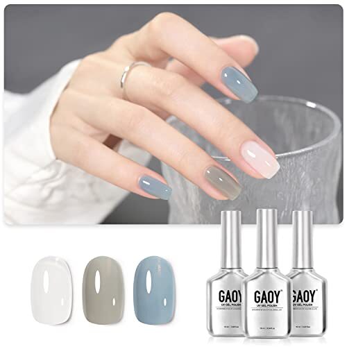 3-Color Jelly Milky Nail Polish Kit – Sheer White Blue Gray-image