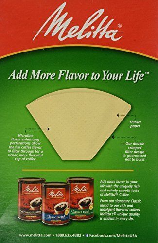Melitta Super Premium #4 Cone Paper Coffee Filters Natural Brown, 40 Count