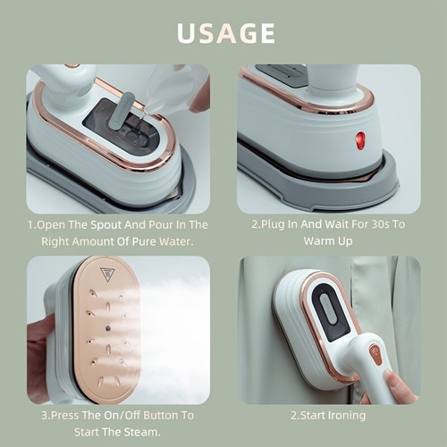 Black/white Portable Steamer For Clothes, 1200W Handheld Garment Clothing Steame - Picture 6 of 11