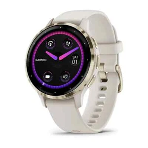 Garmin Venu 3S Soft Gold Watch Steel Ivory Case and Silicone Band 010-02785-04