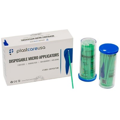 plastcareusa Regular Tip Micro Applicator Brushes Green, 4 x 100/Tube