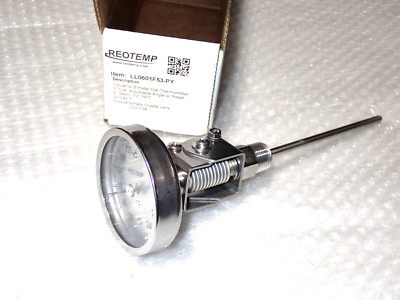 LL0601F53-PY 20-240 REOTEMP 3'' DIAL ADJ ANGLE BI-METAL THERMOMETER 6'' STEM NEW