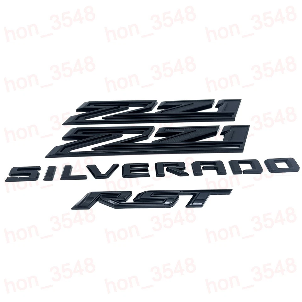 Kit de placa de identificación emblema negro brillante Chevrolet Silverado RST Z71 2019-2024 4 piezas Foto 2 de 4