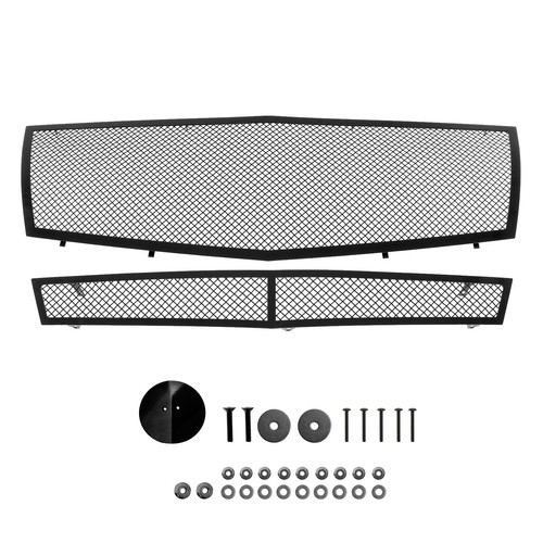 For 2008-2013 Cadillac CTS/11-14 Coupe Stainless Black Mesh Grille Insert Combo - Picture 3 of 7