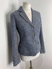 Bnwt Holland & Holland Short Tweed Jacket 10 New Boucle Tweed Fitted Blazer Blue