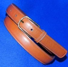 TRAFALGAR WOMENS BELT COGNAC TAN LEATHER 28"3/4"NARROW W/BRASS BUCKLE
