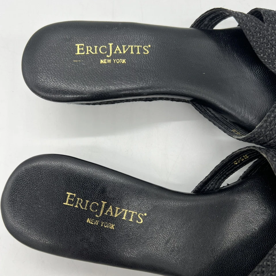 Toboganes de lona tejida negra Eric Javits 6,5 para mujer Foto 3 de 4