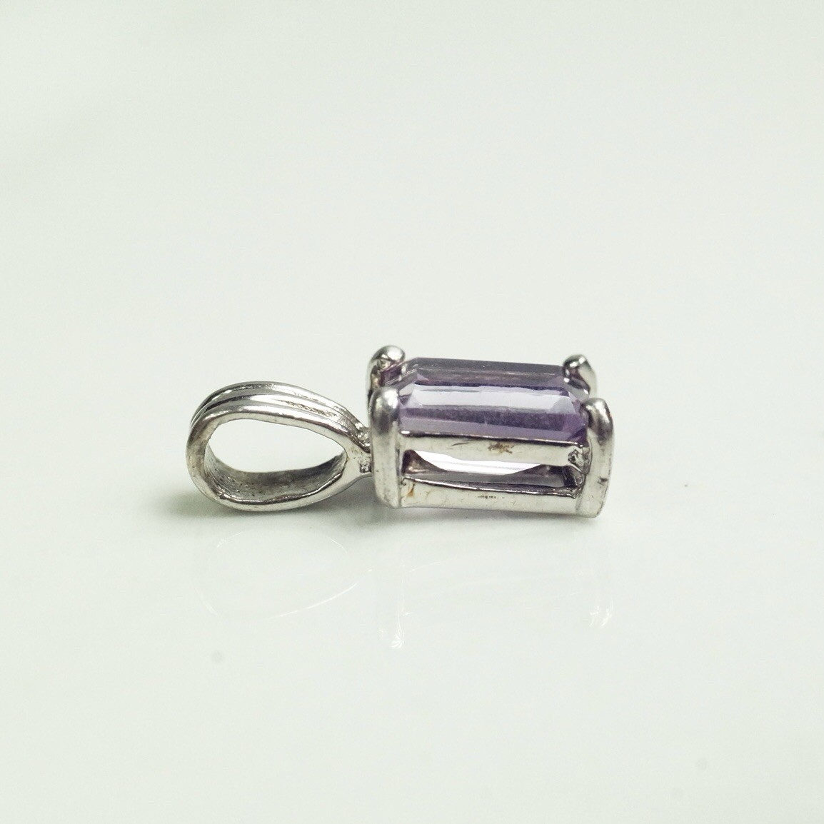 Sterling Silver Rectangle Amethyst Pendant | eBay