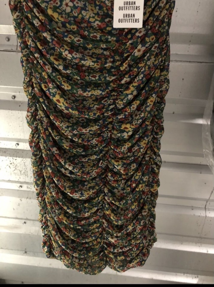 Urban Outfitters o Moonbeam Ruched Mesh Mini Dress in Green Size S eBay