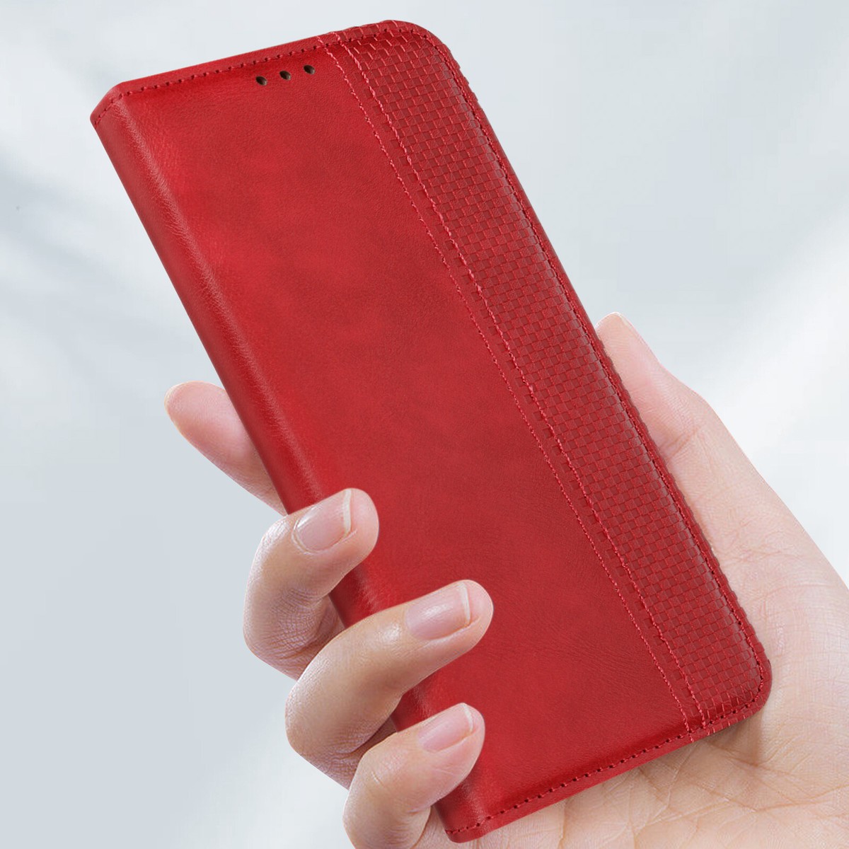 Étui Portefeuille Pour Motorola Moto G84 - Cuir Synthétique, Motif Damier Bleu Nuit, Avizar