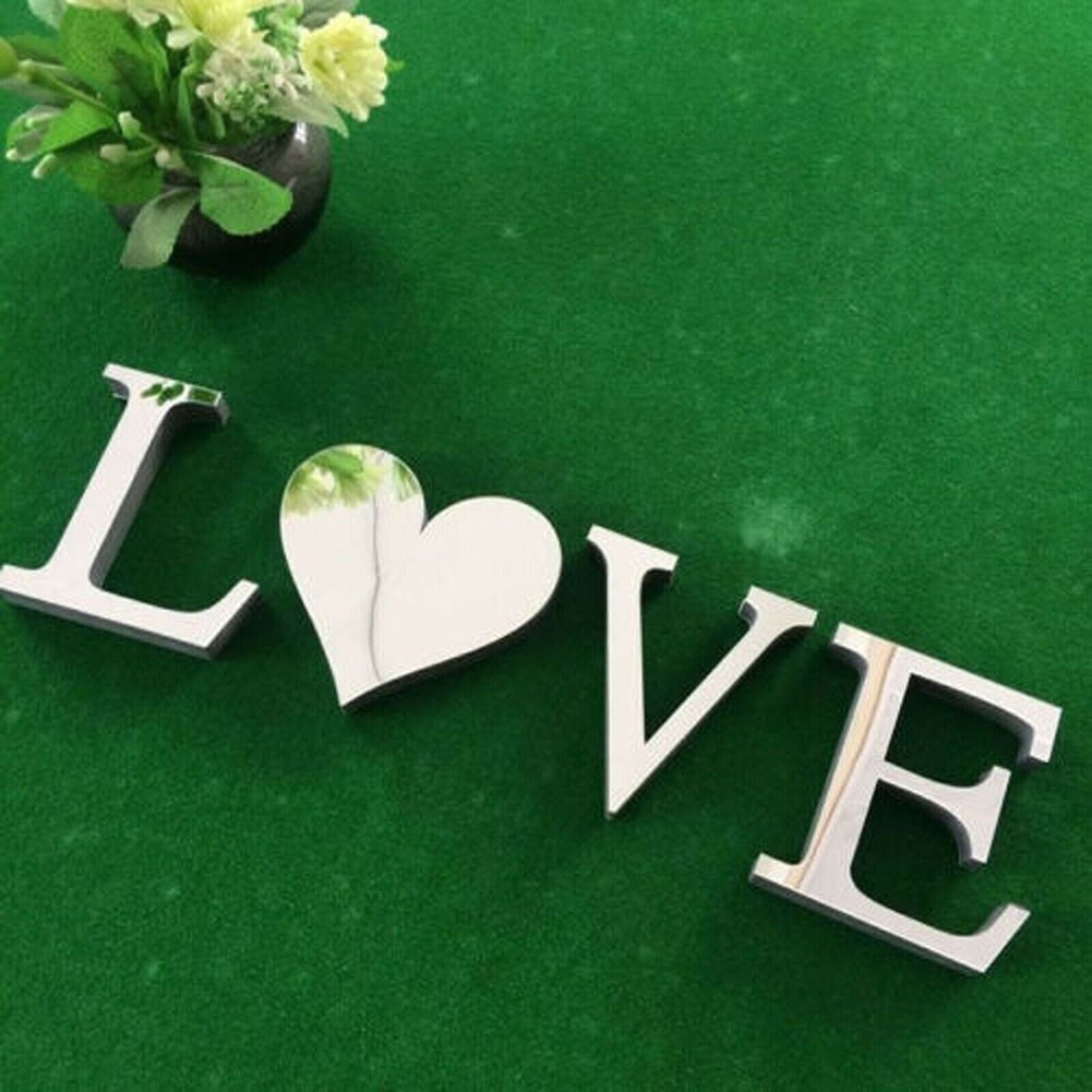Creative Self Adhesive Home Decor Mirror Wall Sticker Letters Love