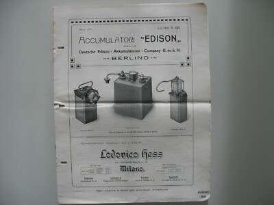 Katalog Edison 1911 Antike Elektrische Akkumulatoren