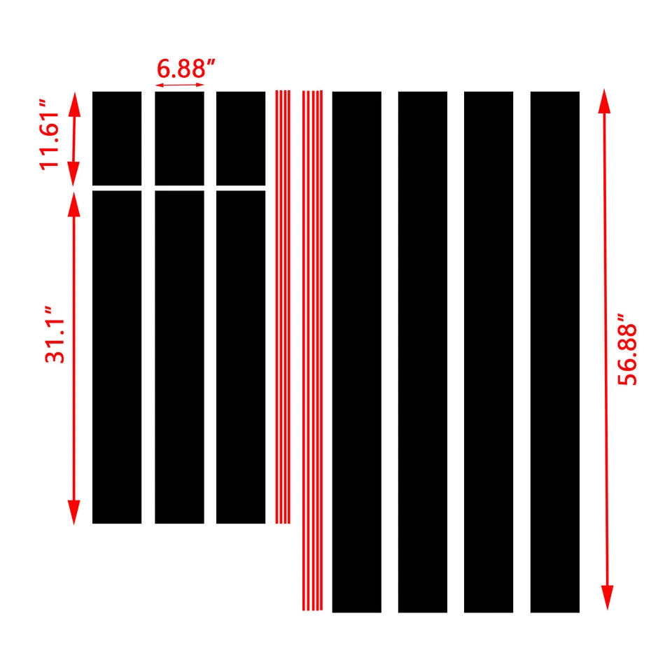 Calcomanía adhesiva a rayas para Ford Mustang 2015-23 decoración capó techo maletero Foto 2 de 4