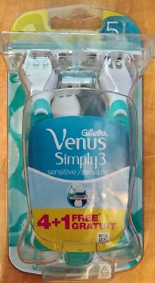 NIOP Womens Gillette Venus Simply 3 sensitive 5 count package disposable razors