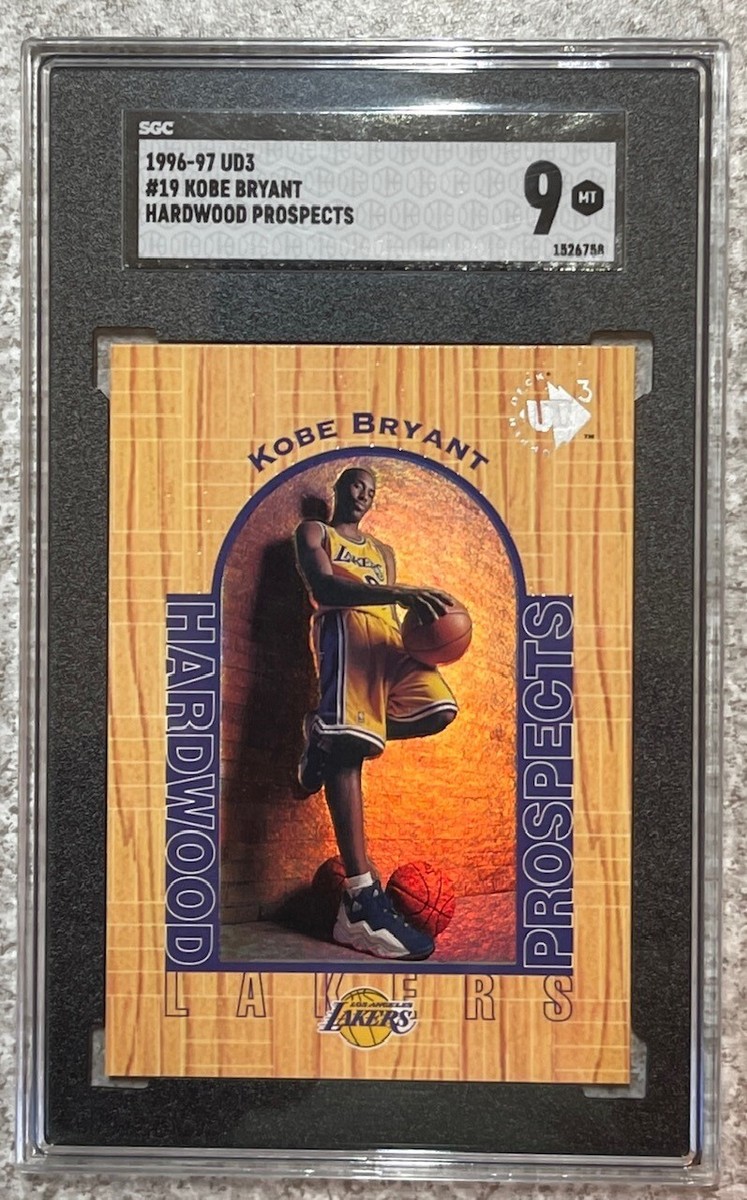 Kobe Bryant カード、Rookie, UD Hardwood 1996 UD UD3 KOBE BRYANT HARDWOOD PROSPECTS RC #19~HOF~SGC 9 MINT