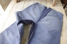 Vintage 1940 French jeans hipster pants workwear moleskin faded bluejeans blue