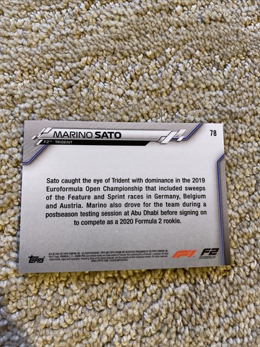 Marino SATO TRIDENT Campos F2 Racing F1 Two CARDS 2020 Topps Chrome Formula 1 - Bild 5 von 6