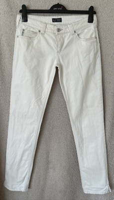 Armani Jeans weiß Baumwollmischung Designer Logo RN 103723 Reißverschlusstaschen Größe 30 L31
